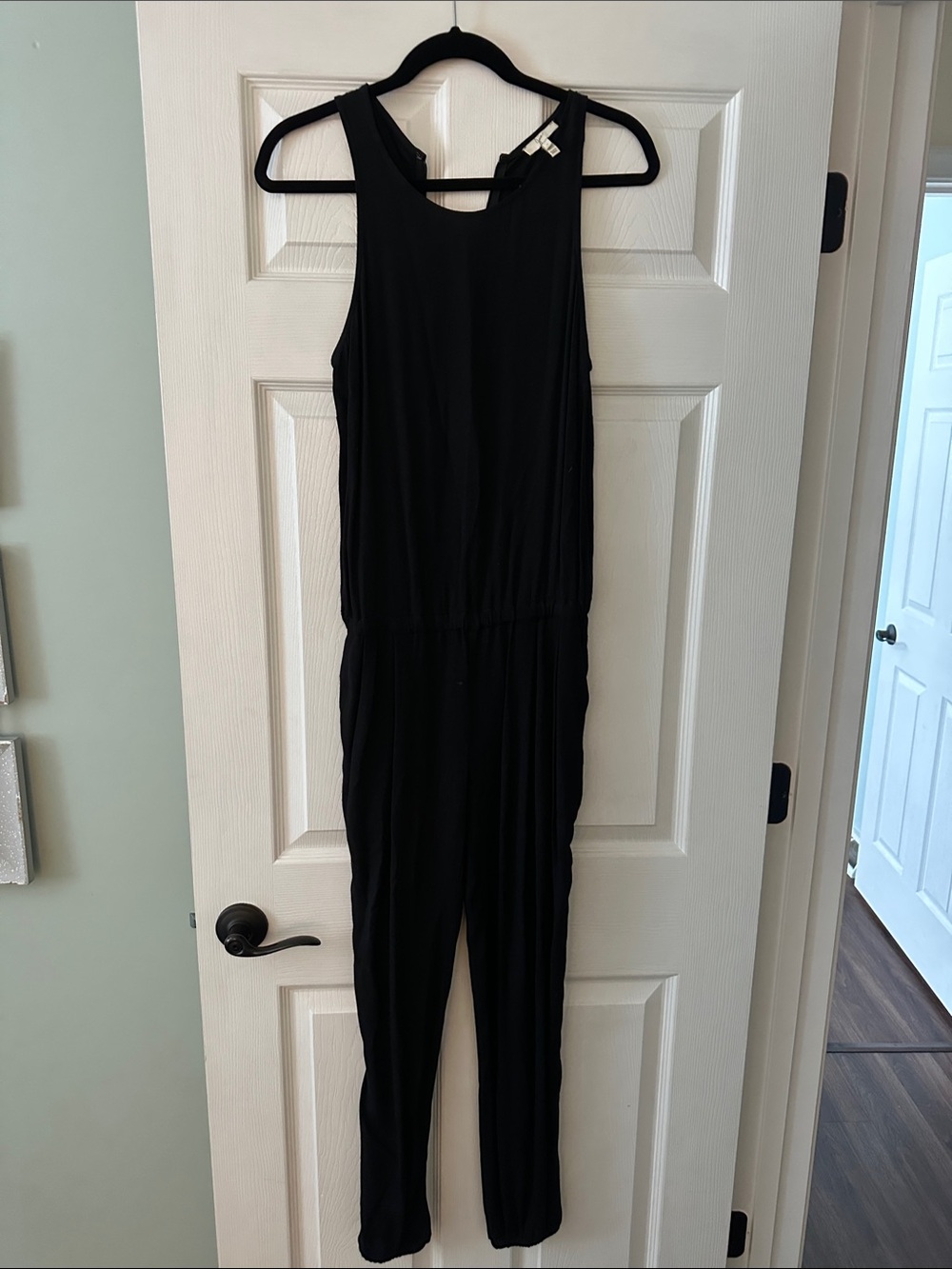 Joie Black Sleeveless Cinched-Waist Jumpsuit